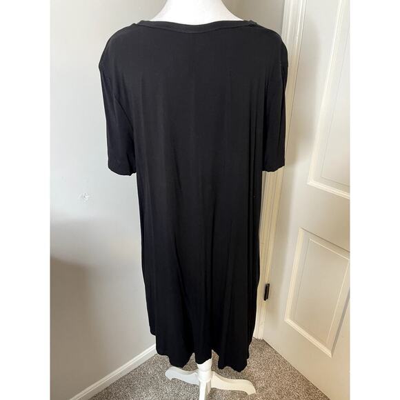 Half Moon By Modern Movement Black Short Sleeve Knit Lounge Dress - Size Large - Picture 2 of 5